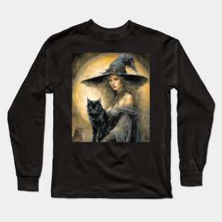 Witch with cats Long Sleeve T-Shirt